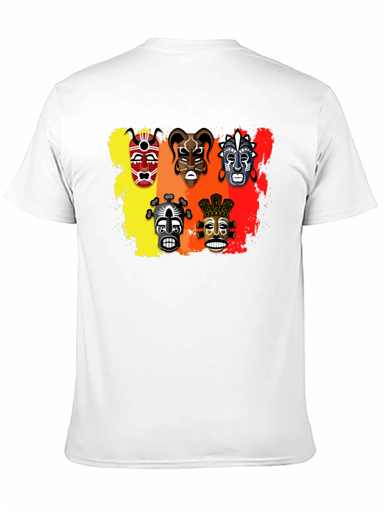 Tribal Mask Graphic Print Black T-Shirt