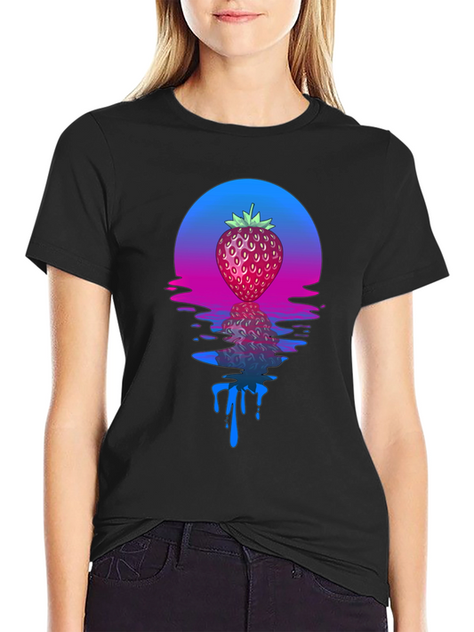 Strawberry Sunset Graphic Tee - Cool Retro Design