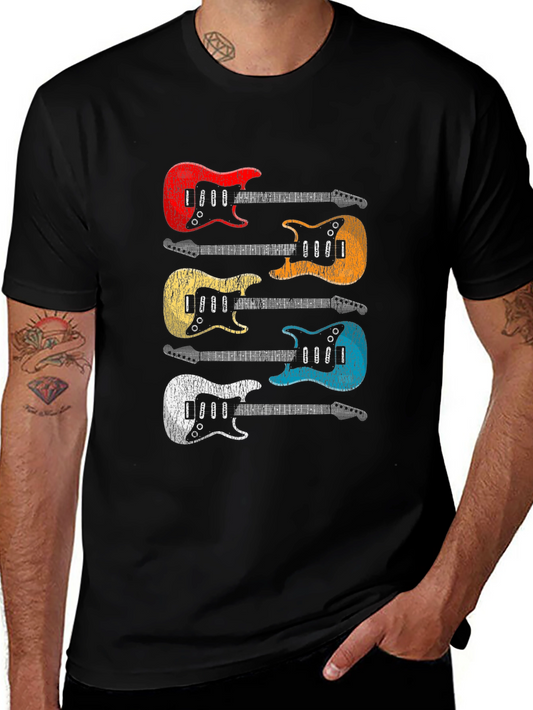 Retro Guitar T-Shirt - Colorful Music Tee