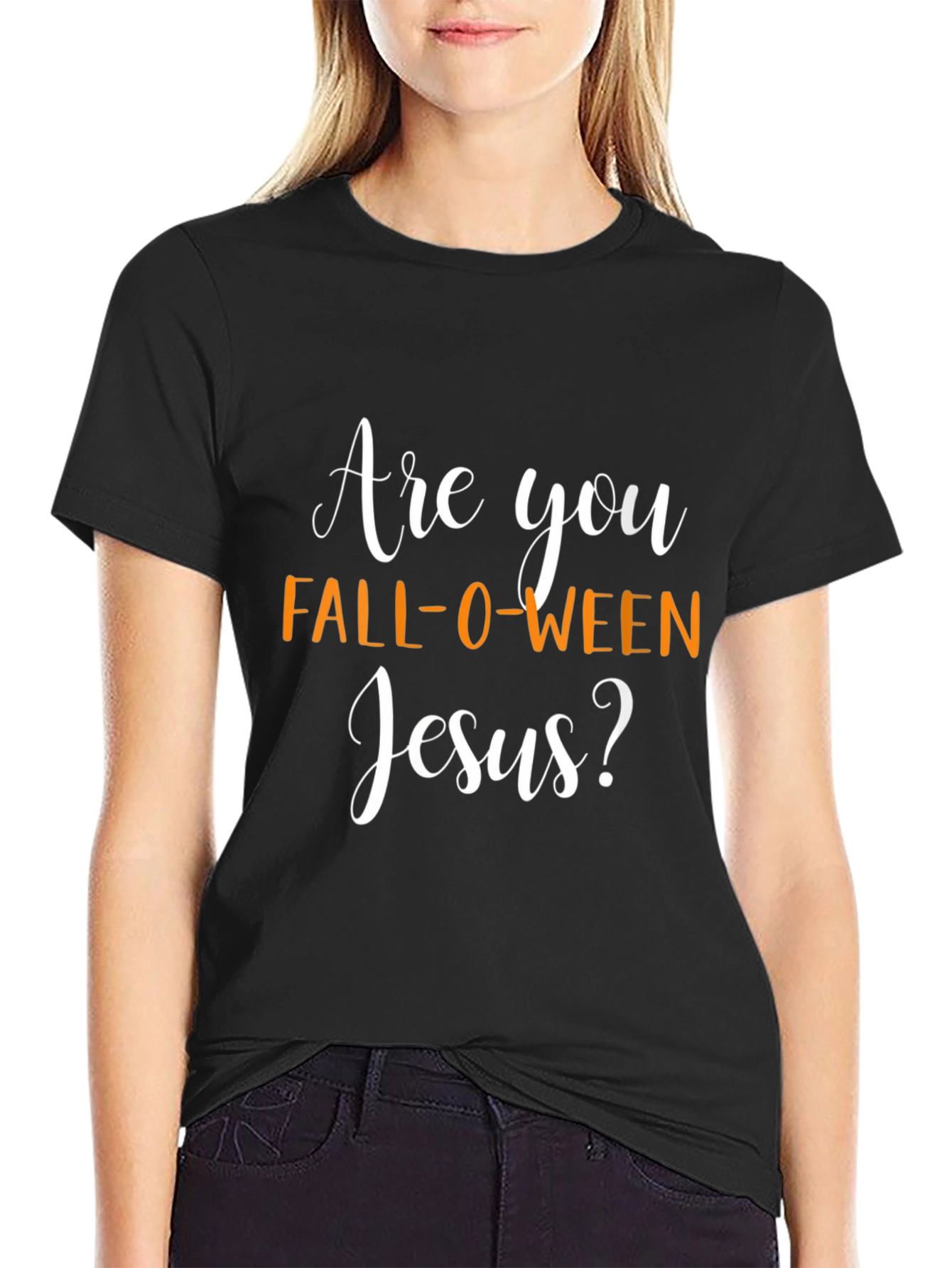Fall-O-Ween Jesus Graphic Tee - Black Halloween Shirt