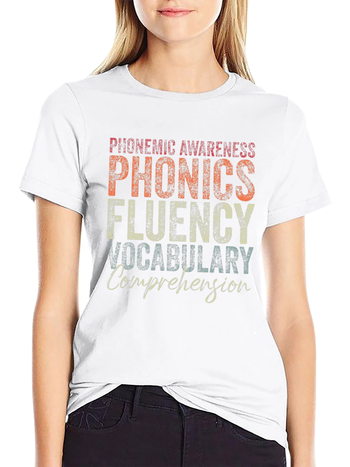 Reading Teacher T-Shirt: Phonics Fluency Vocabulary