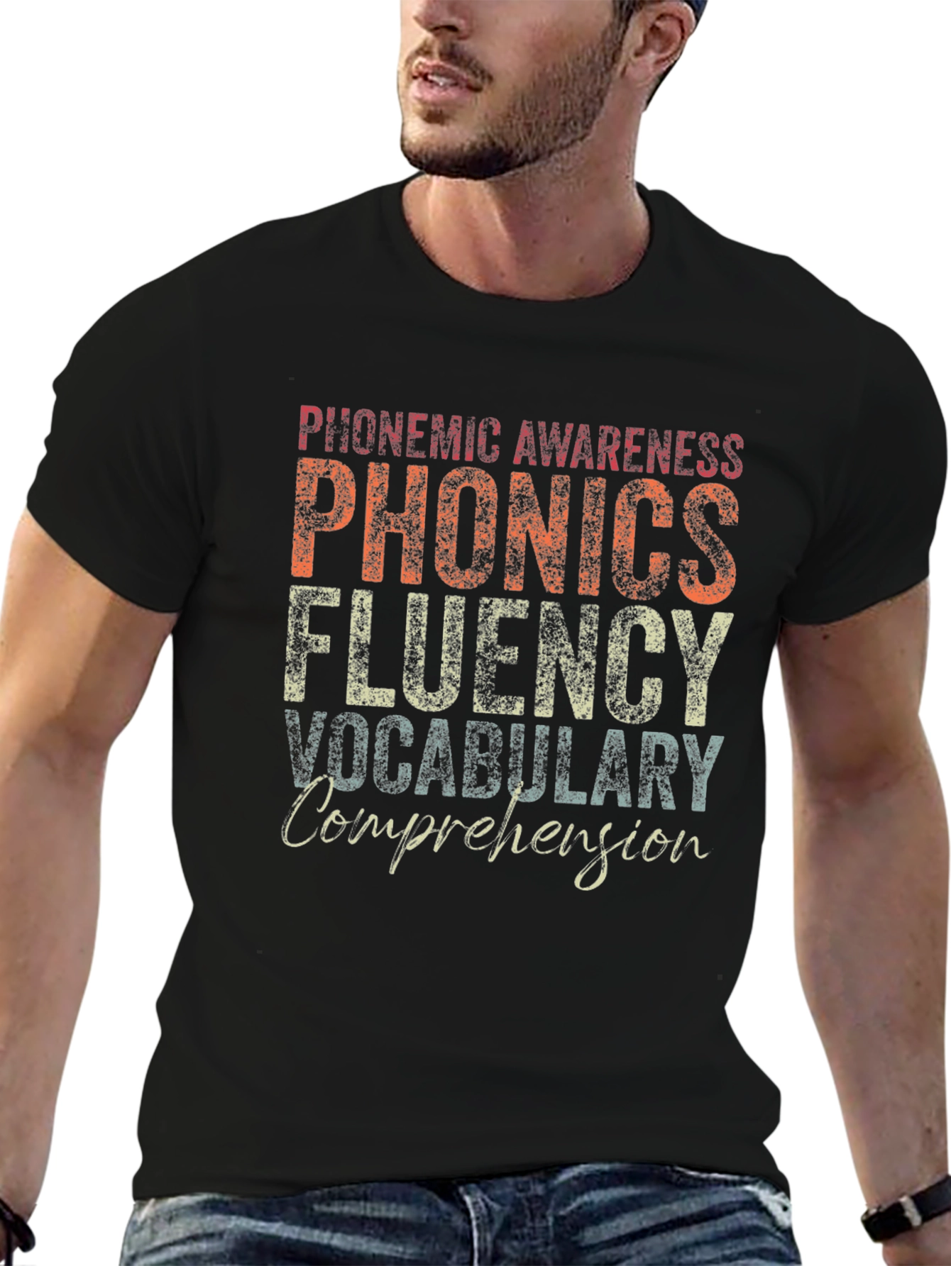 Reading Teacher T-Shirt: Phonics Fluency Vocabulary