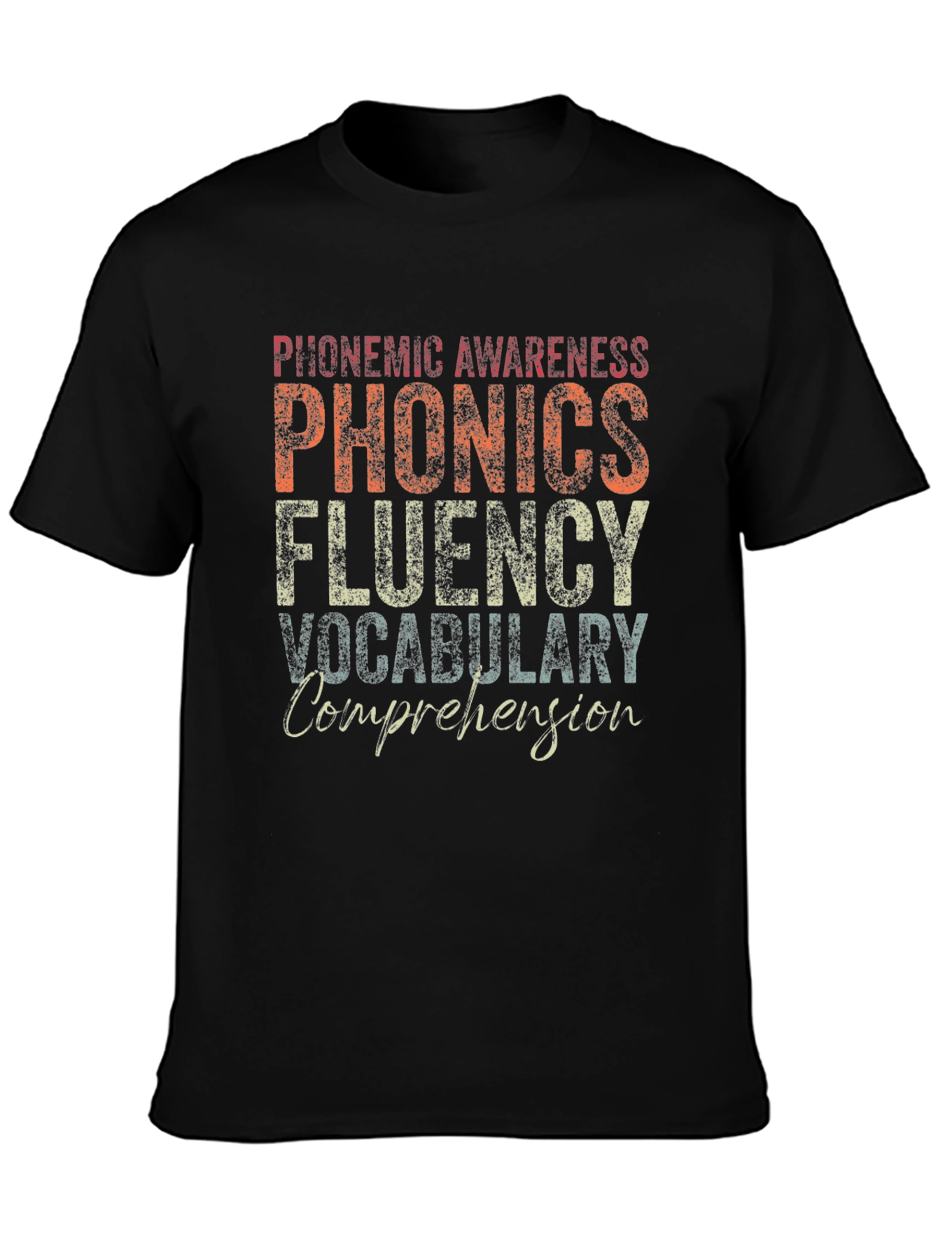Reading Teacher T-Shirt: Phonics Fluency Vocabulary