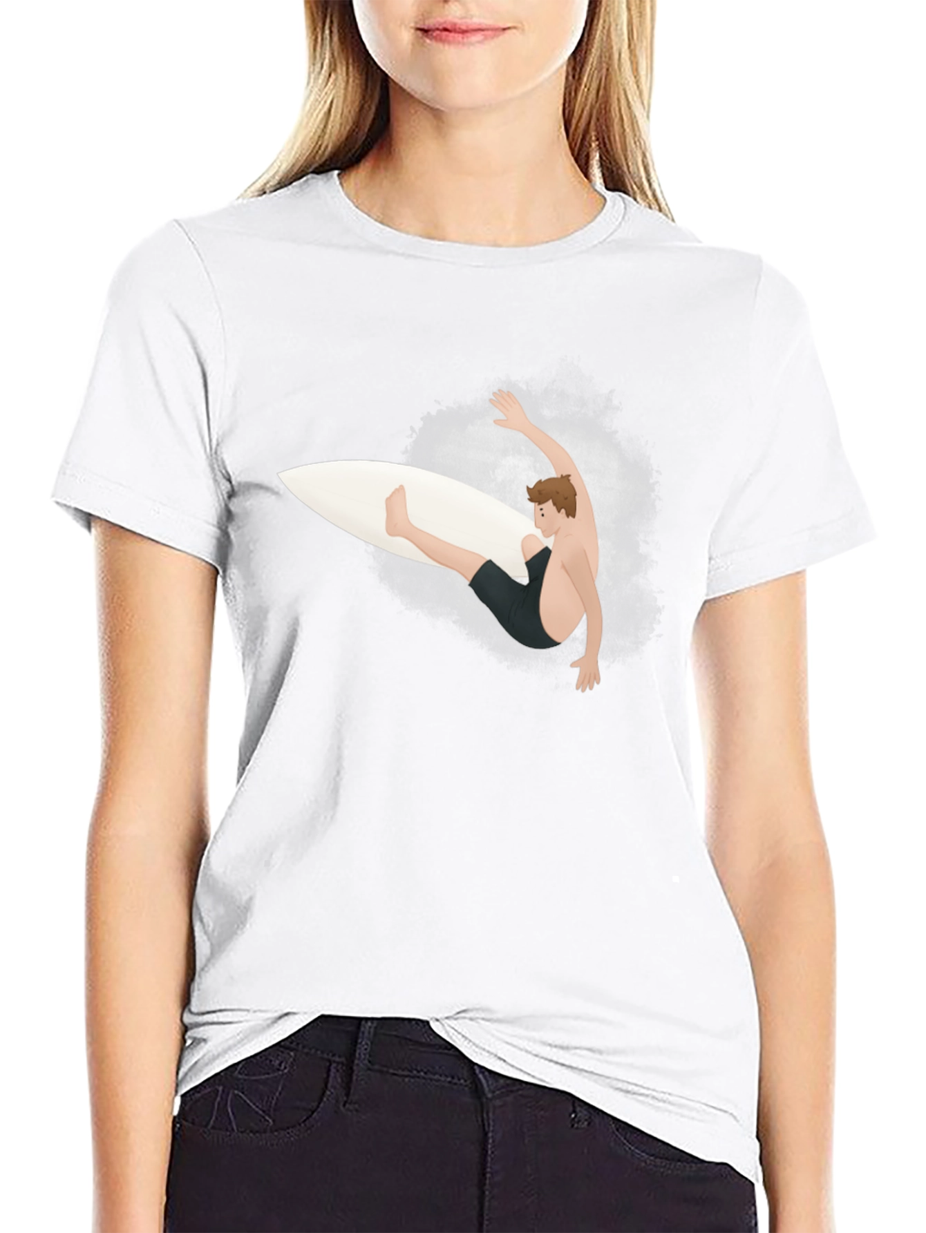Surfer Graphic Tee - Black Cotton T-Shirt