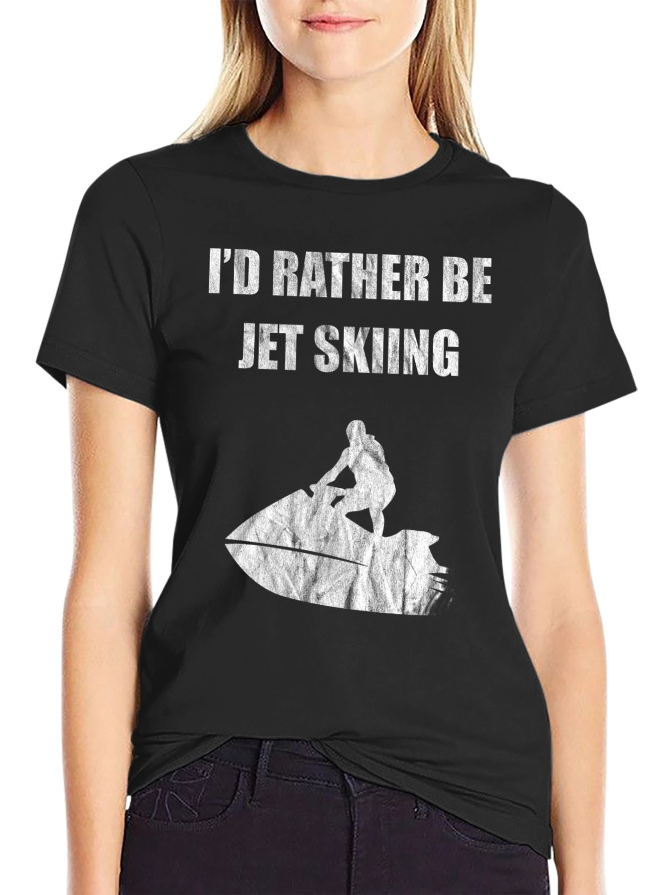 Jet Skiing Graphic Tee - Black Cotton T-Shirt