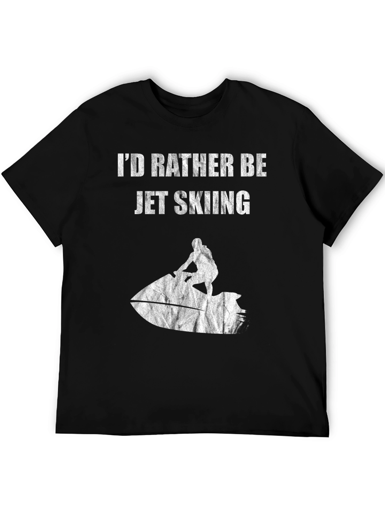 Jet Skiing Graphic Tee - Black Cotton T-Shirt