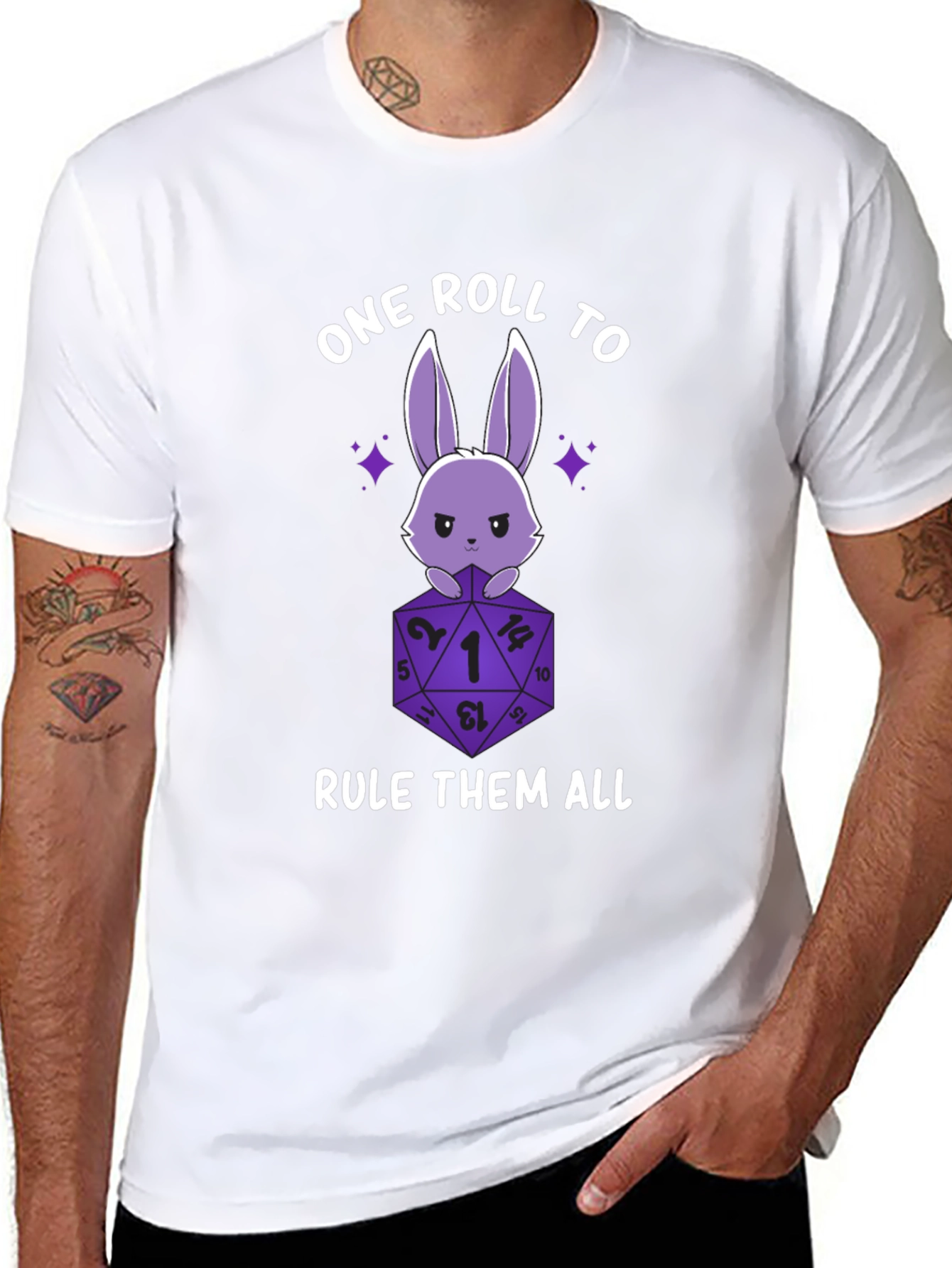 One Roll to Rule Them All D&D Bunny T-Shirt