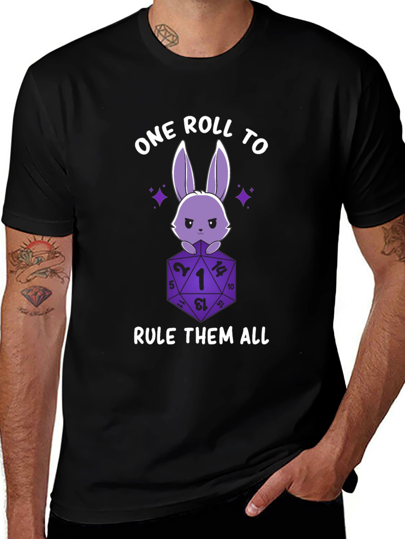 One Roll to Rule Them All D&D Bunny T-Shirt