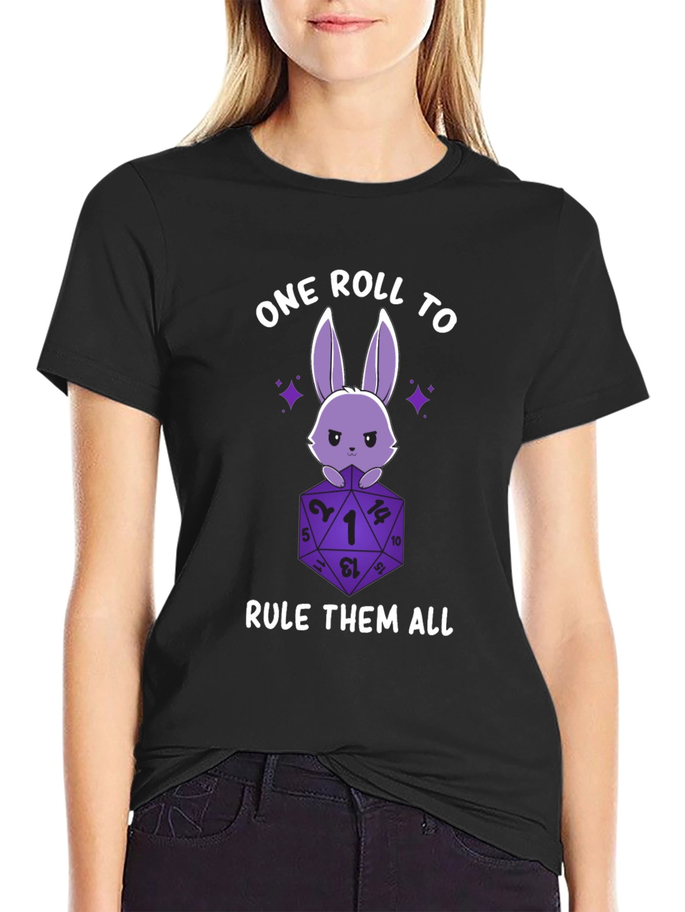 One Roll to Rule Them All D&D Bunny T-Shirt
