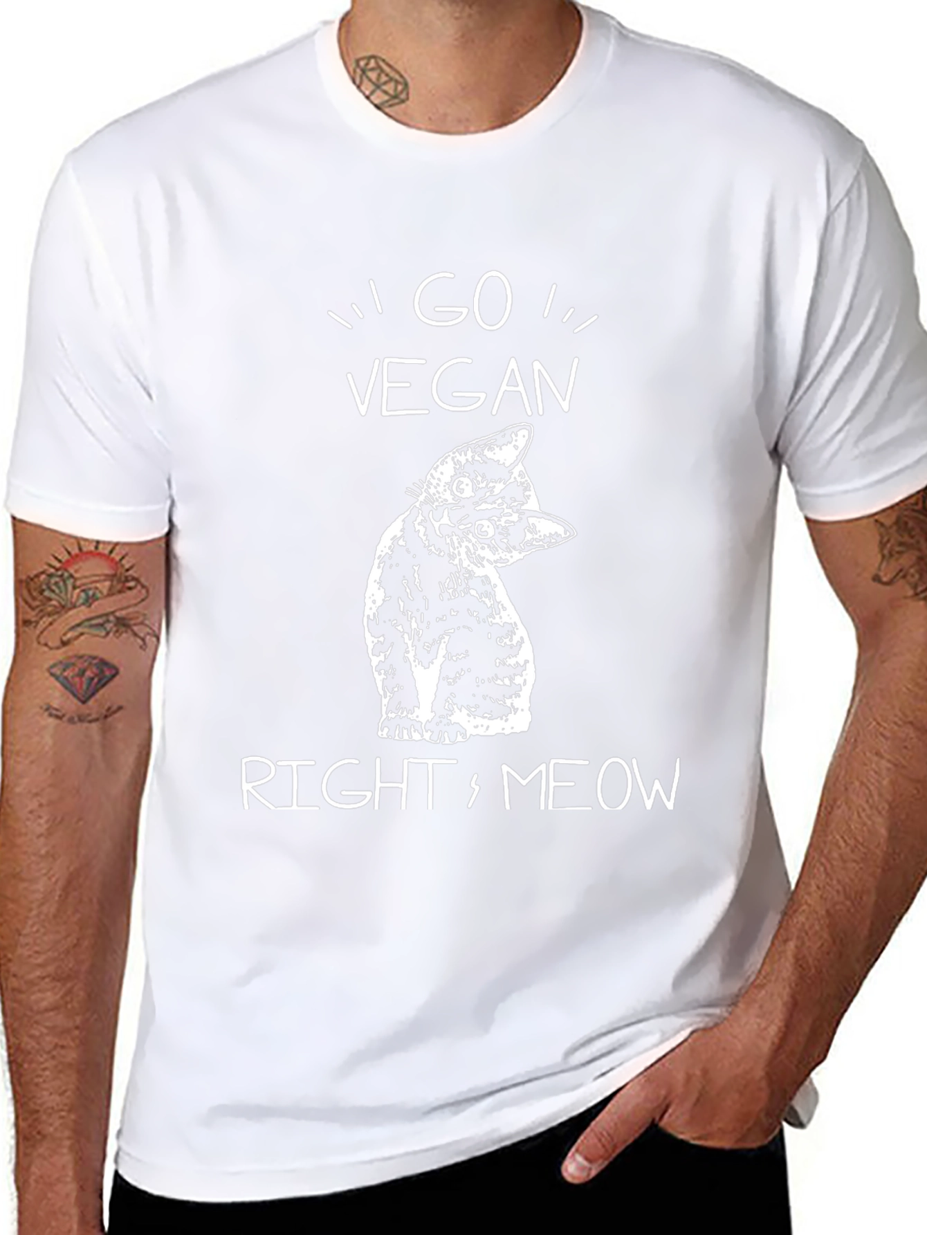 Go Vegan Right Meow Cat T-Shirt