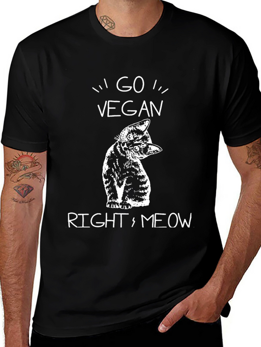 Go Vegan Right Meow Cat T-Shirt