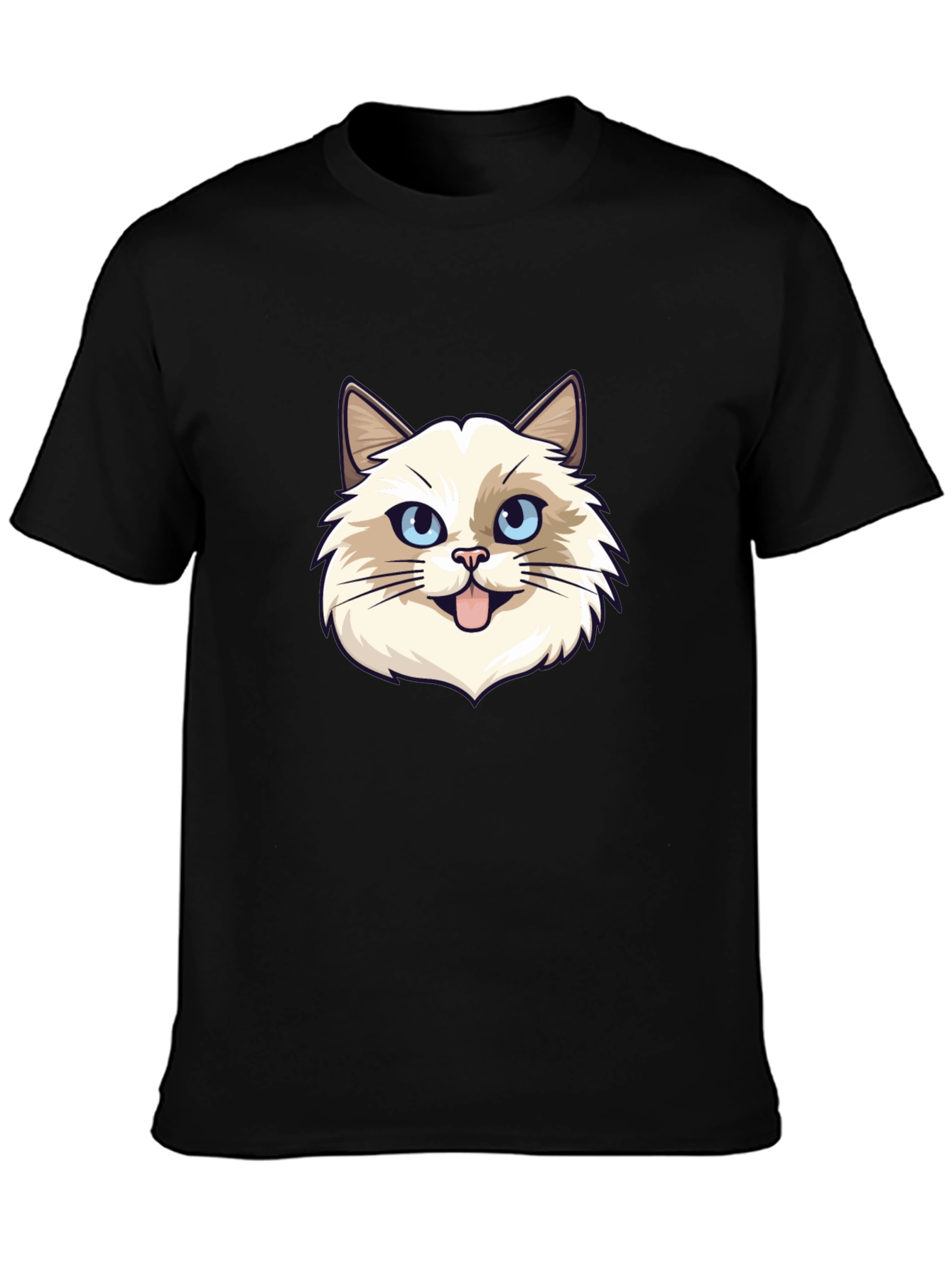 Cat Face Graphic Black T-Shirt