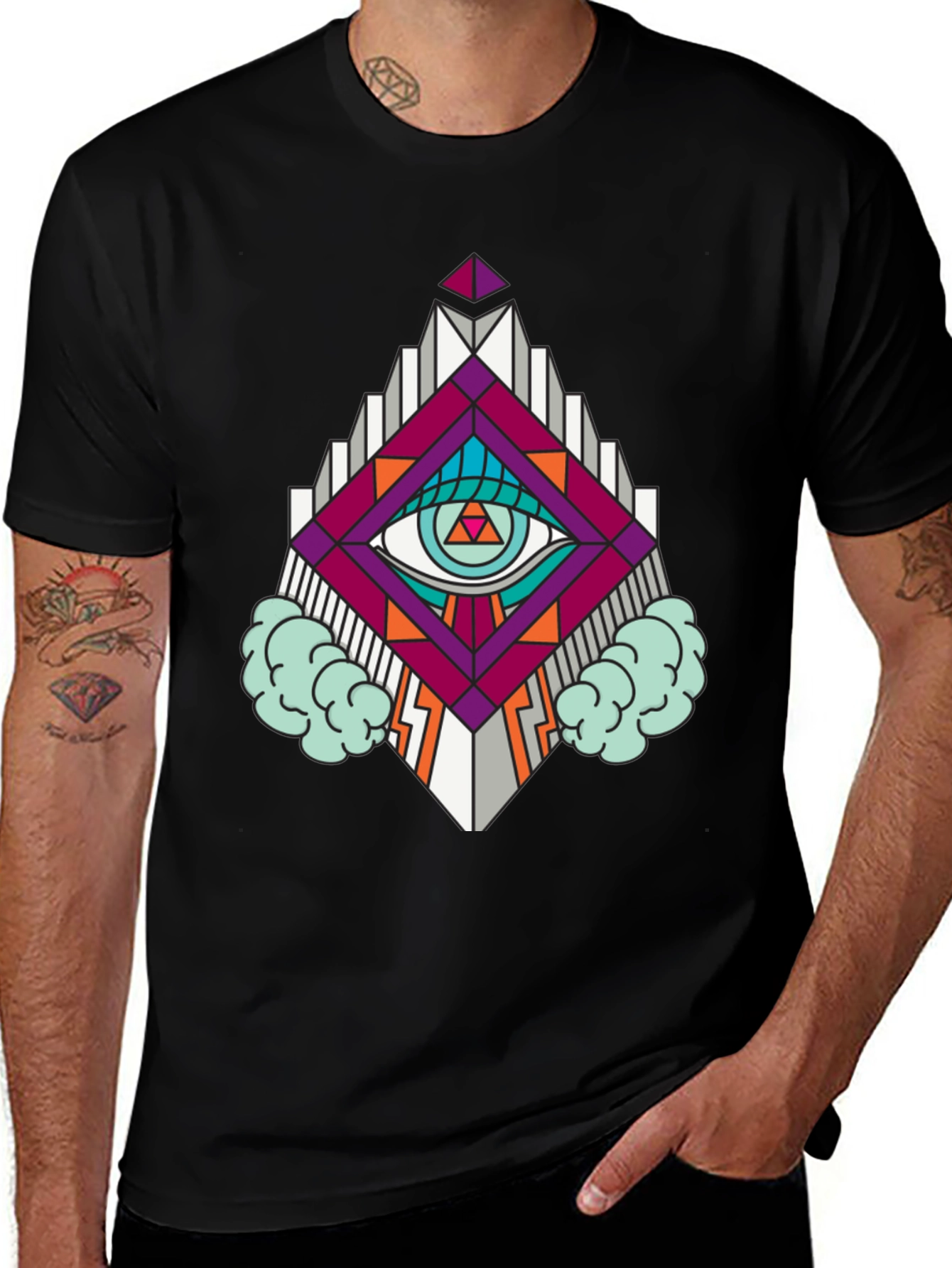 Geometric Eye Graphic T-Shirt - Modern Streetwear