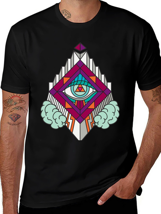 Geometric Eye Graphic T-Shirt - Modern Streetwear