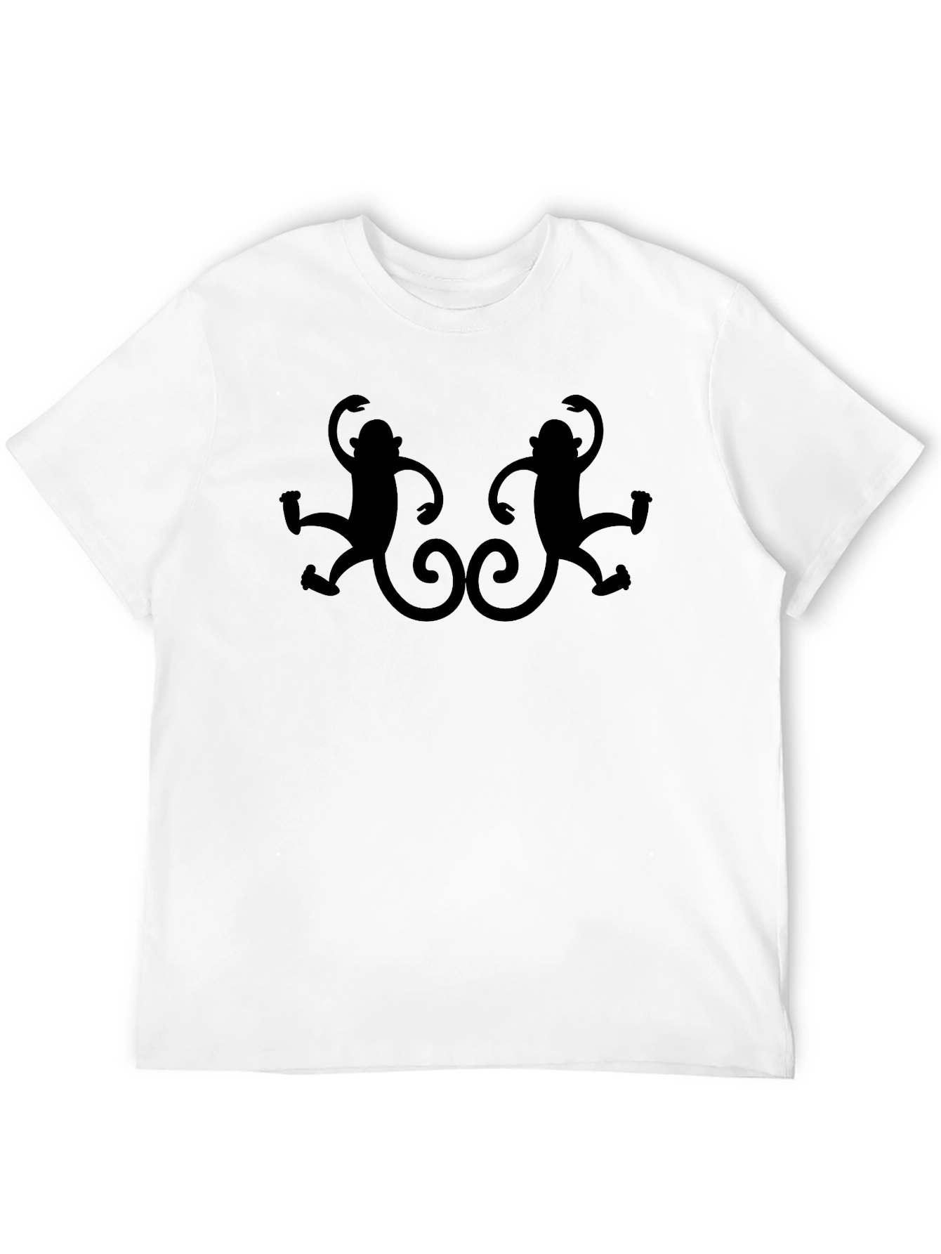 Monkey Silhouette Graphic Tee - Black Cotton Casual T-Shirt