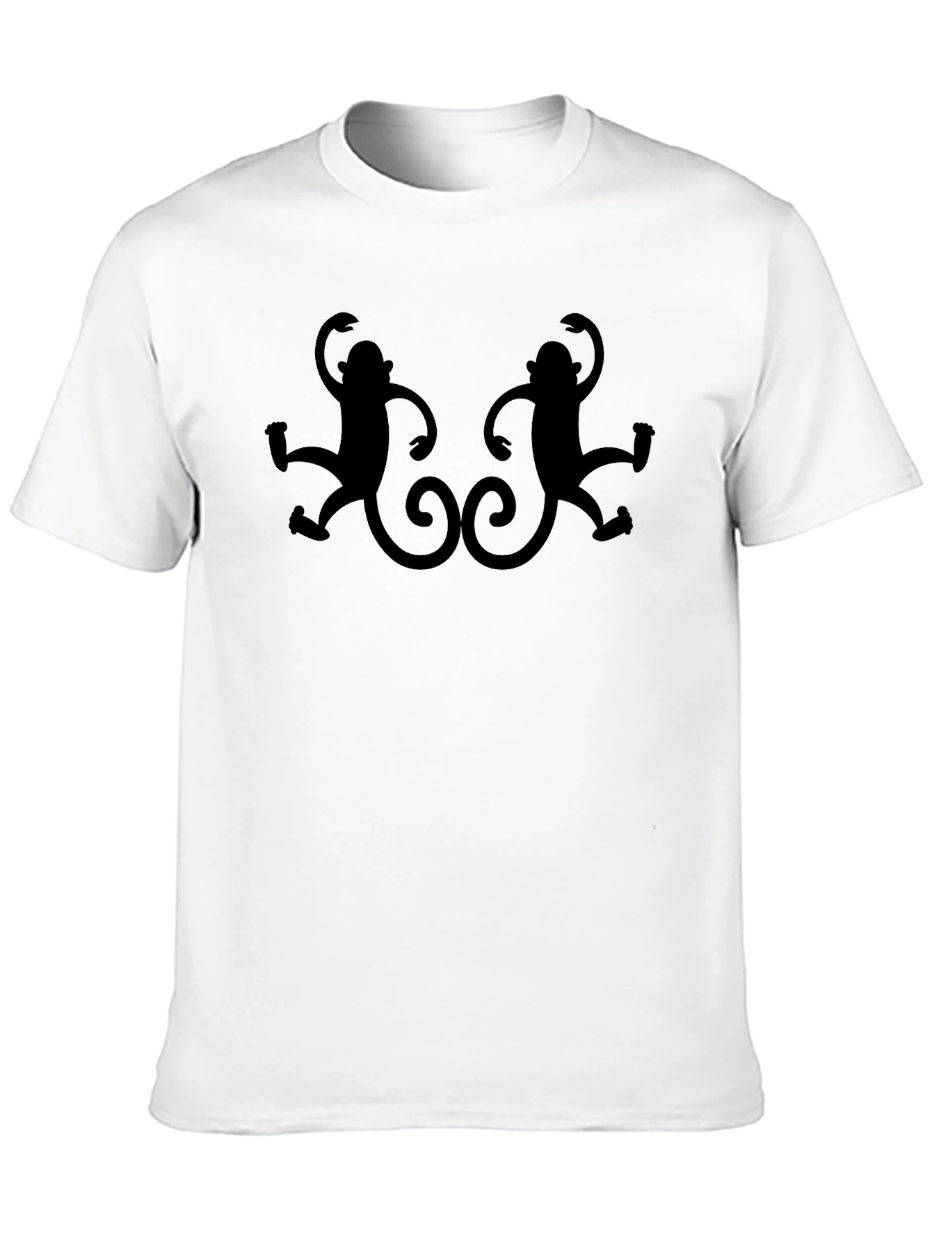Monkey Silhouette Graphic Tee - Black Cotton Casual T-Shirt