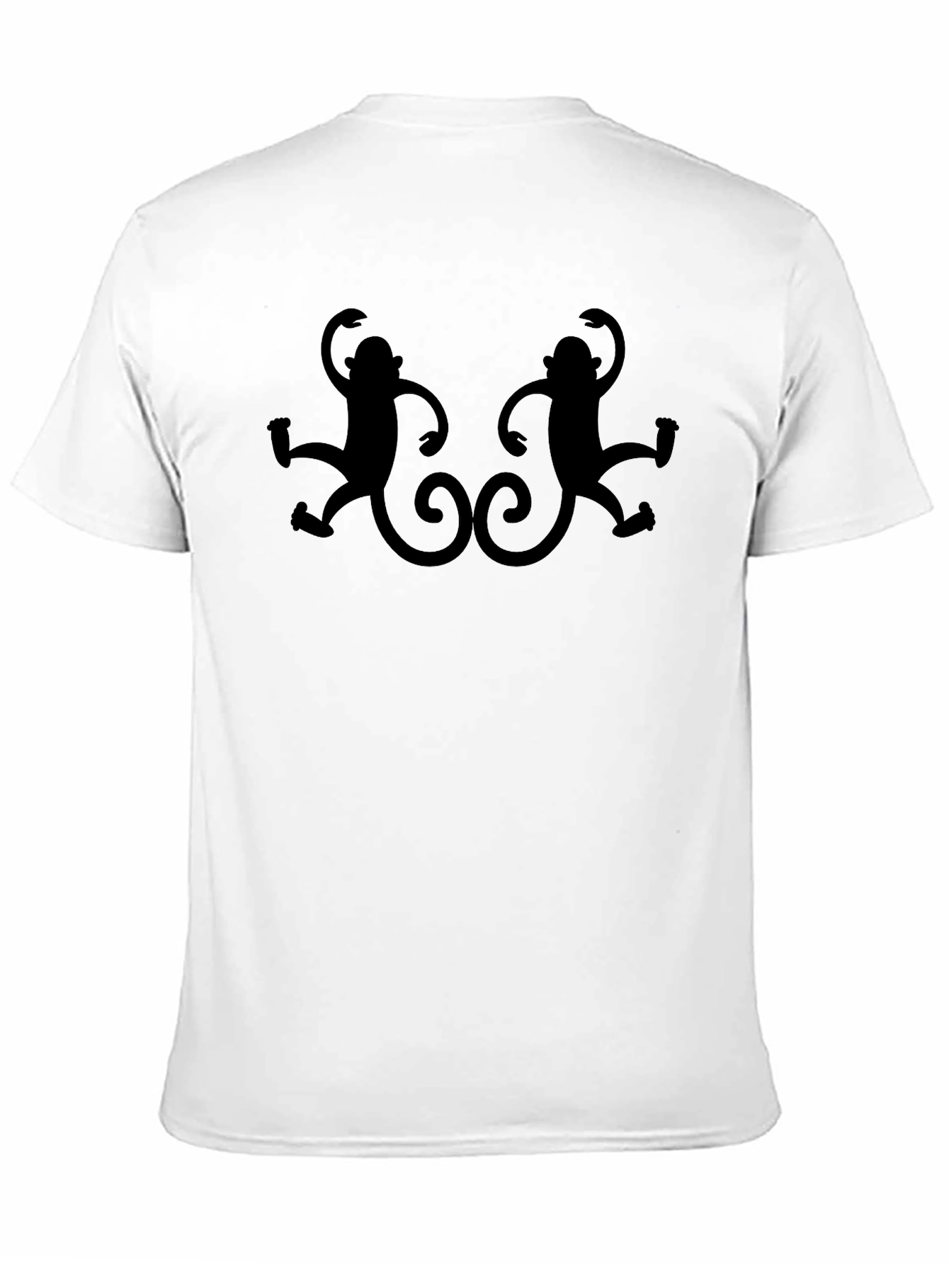 Monkey Silhouette Graphic Tee - Black Cotton Casual T-Shirt