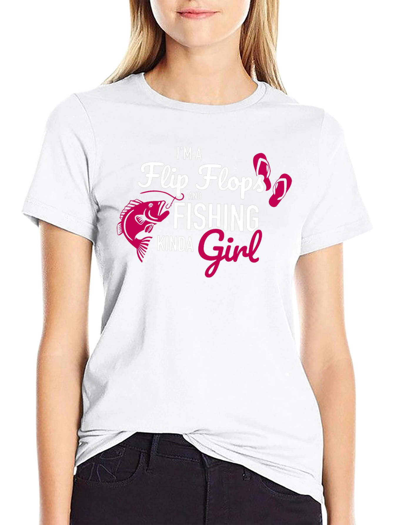 Fishing Girl Graphic Tee - Black