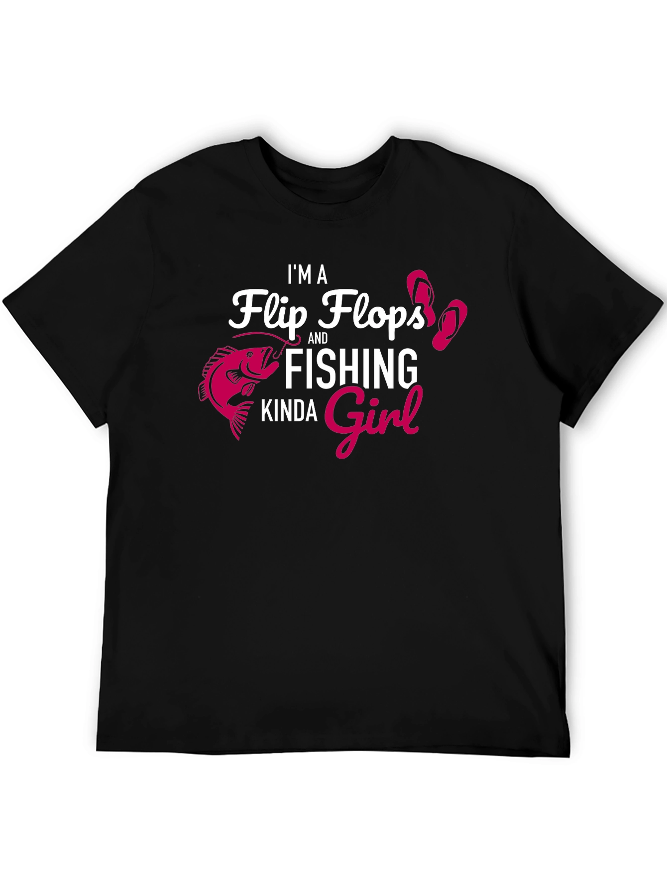 Fishing Girl Graphic Tee - Black