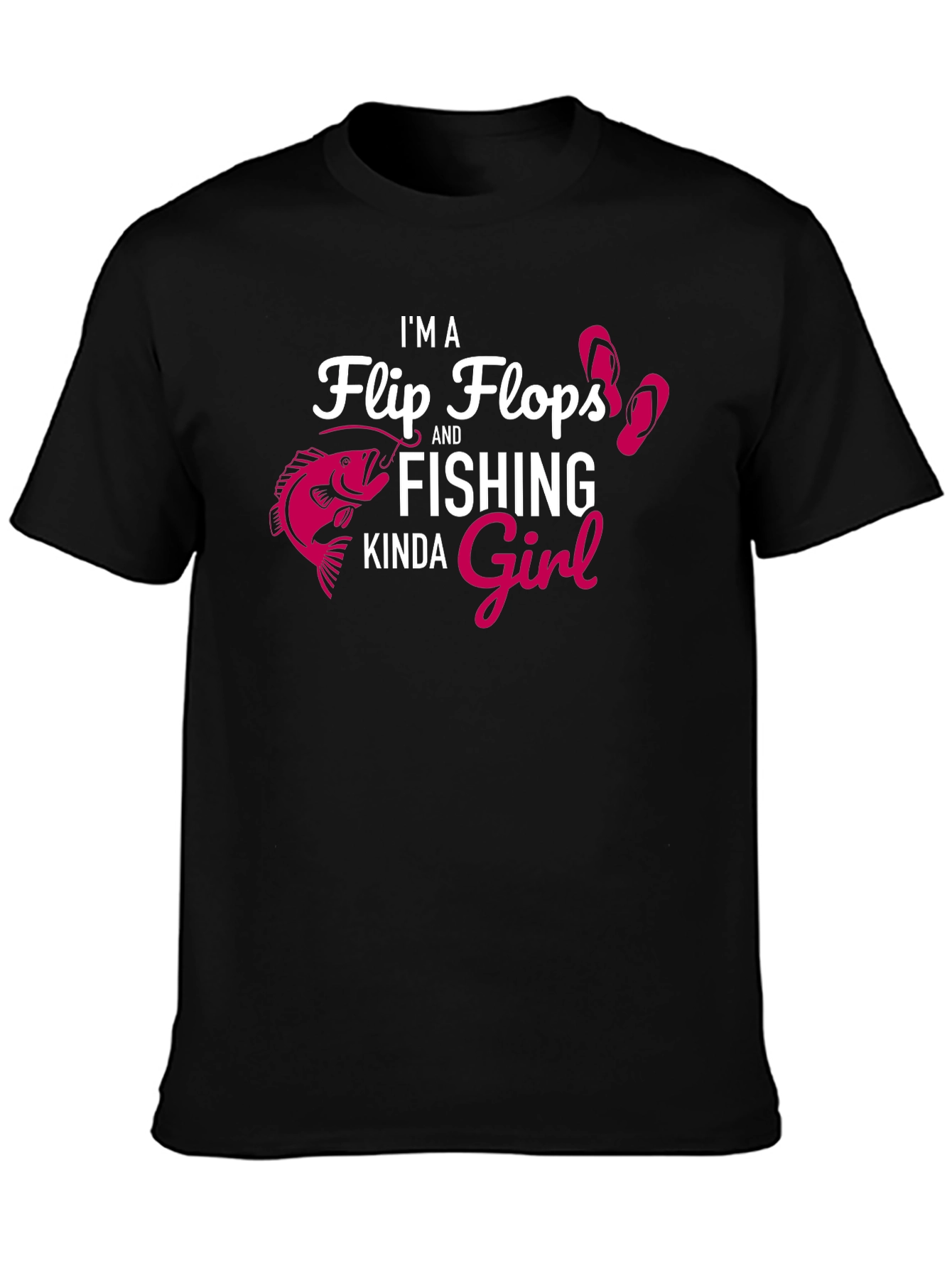 Fishing Girl Graphic Tee - Black