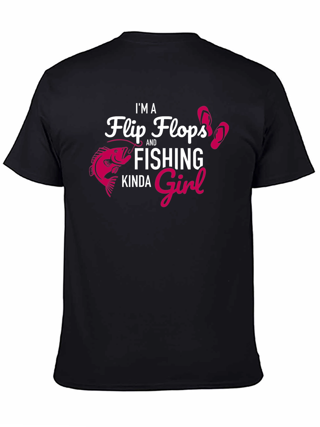 Fishing Girl Graphic Tee - Black