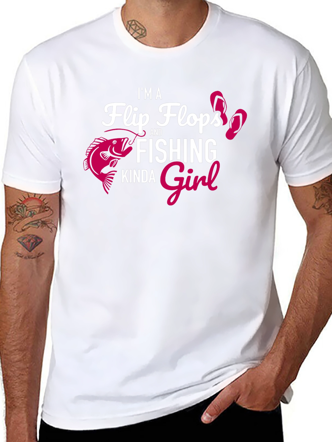 Fishing Girl Graphic Tee - Black