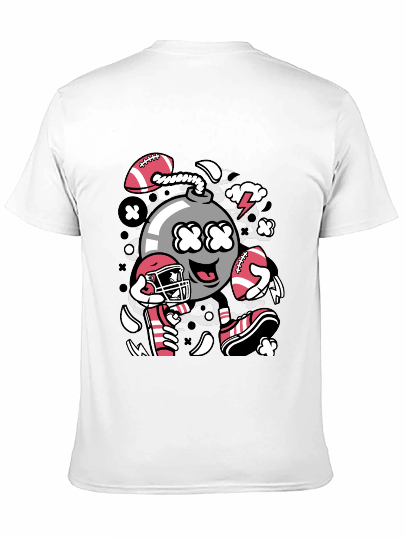 Football Bomb Graphic Tee - Black Cotton T-Shirt