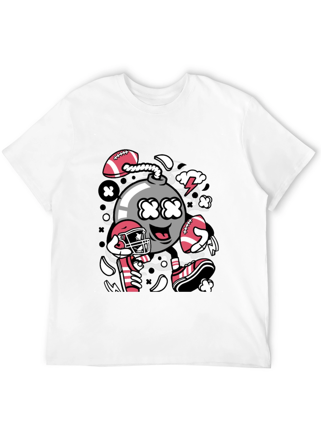Football Bomb Graphic Tee - Black Cotton T-Shirt