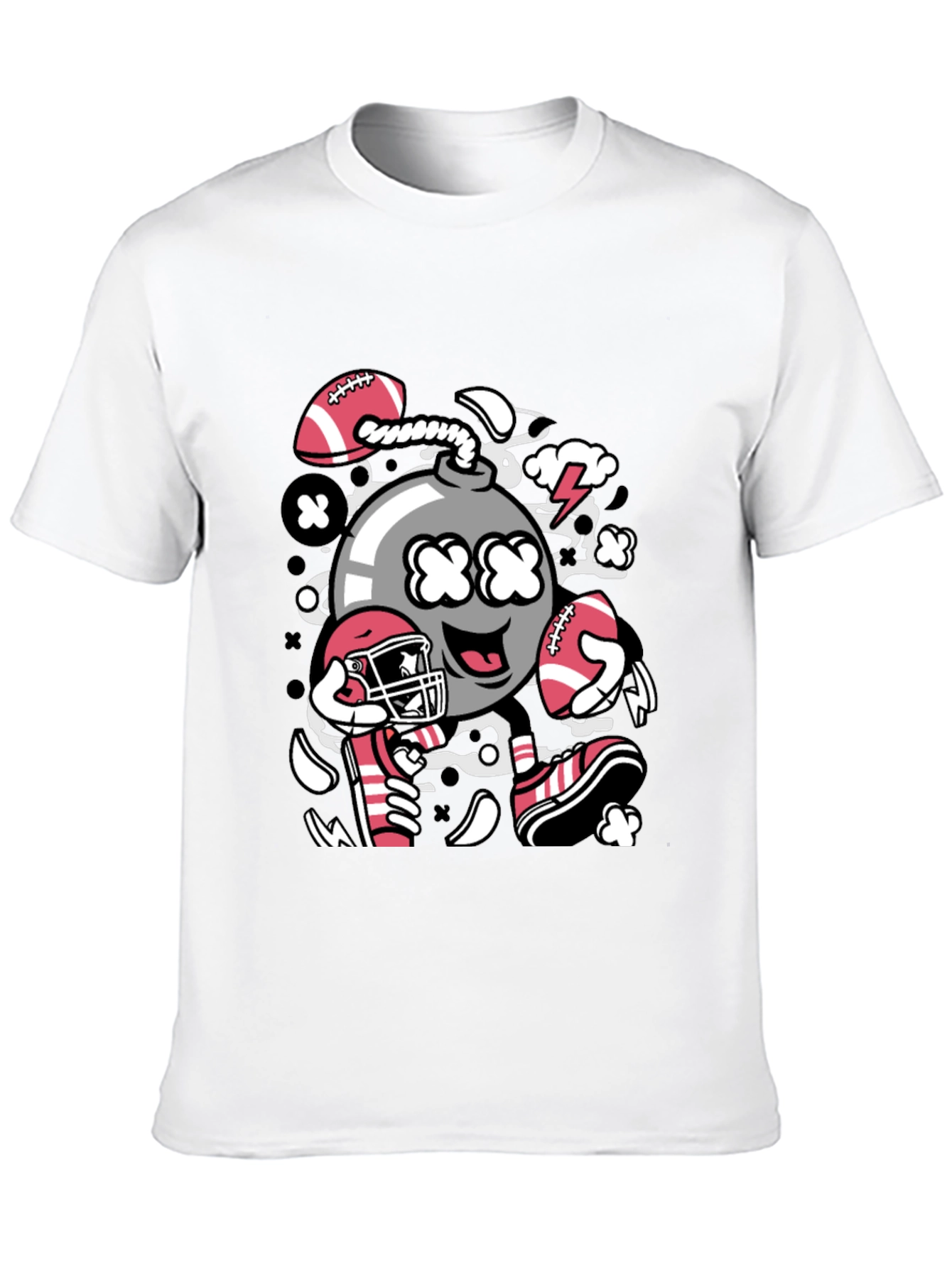 Football Bomb Graphic Tee - Black Cotton T-Shirt