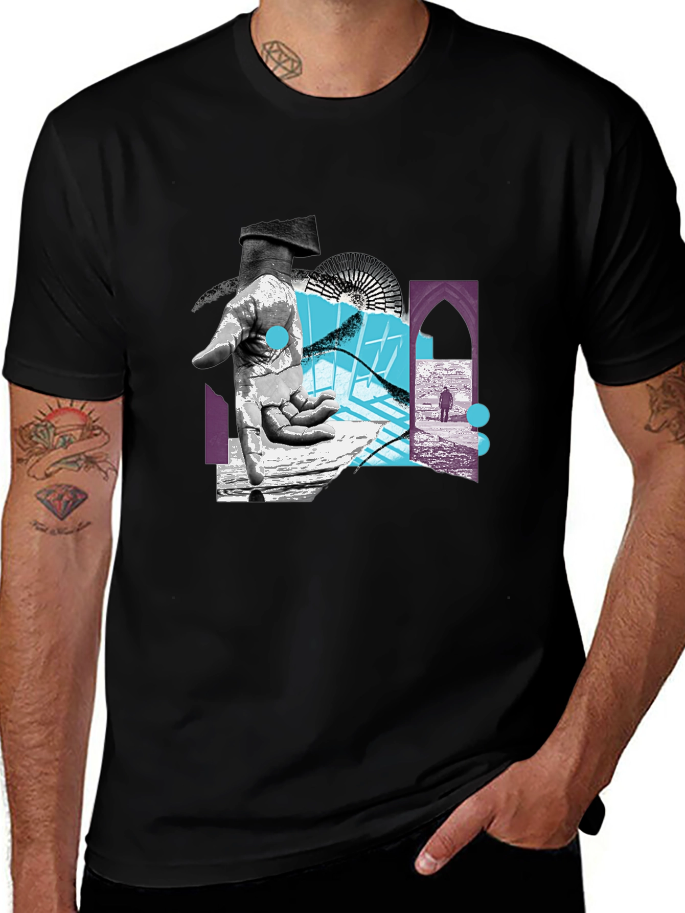 Abstract Graphic Print Black T-Shirt