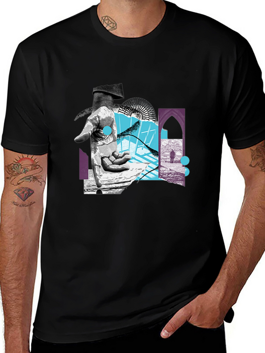 Abstract Graphic Print Black T-Shirt