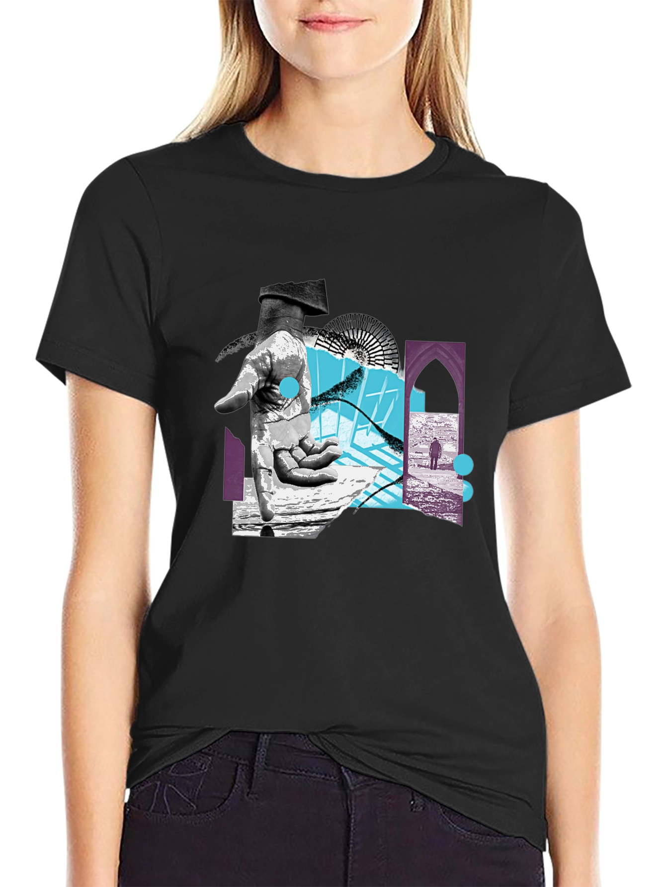 Abstract Graphic Print Black T-Shirt