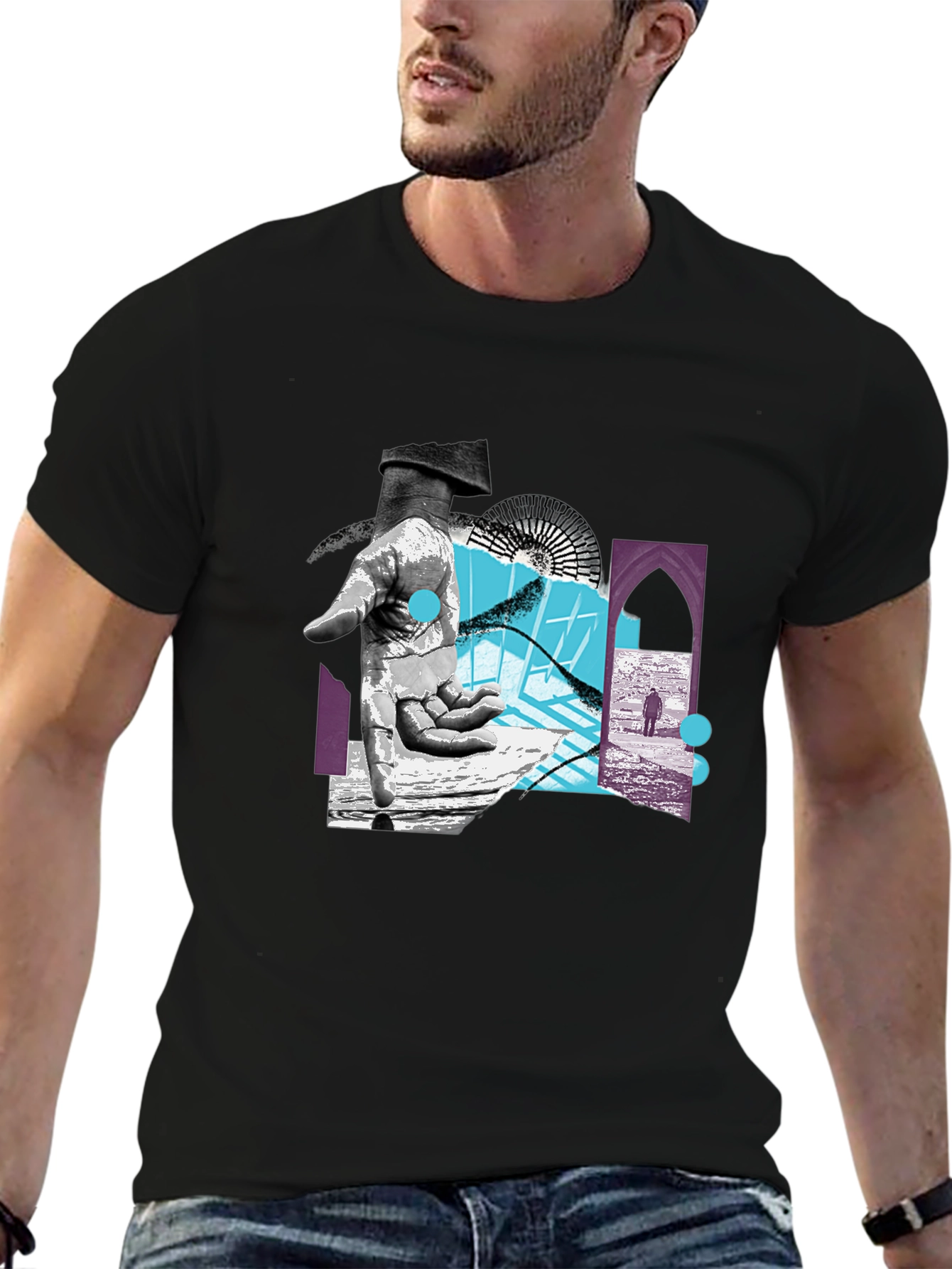 Abstract Graphic Print Black T-Shirt