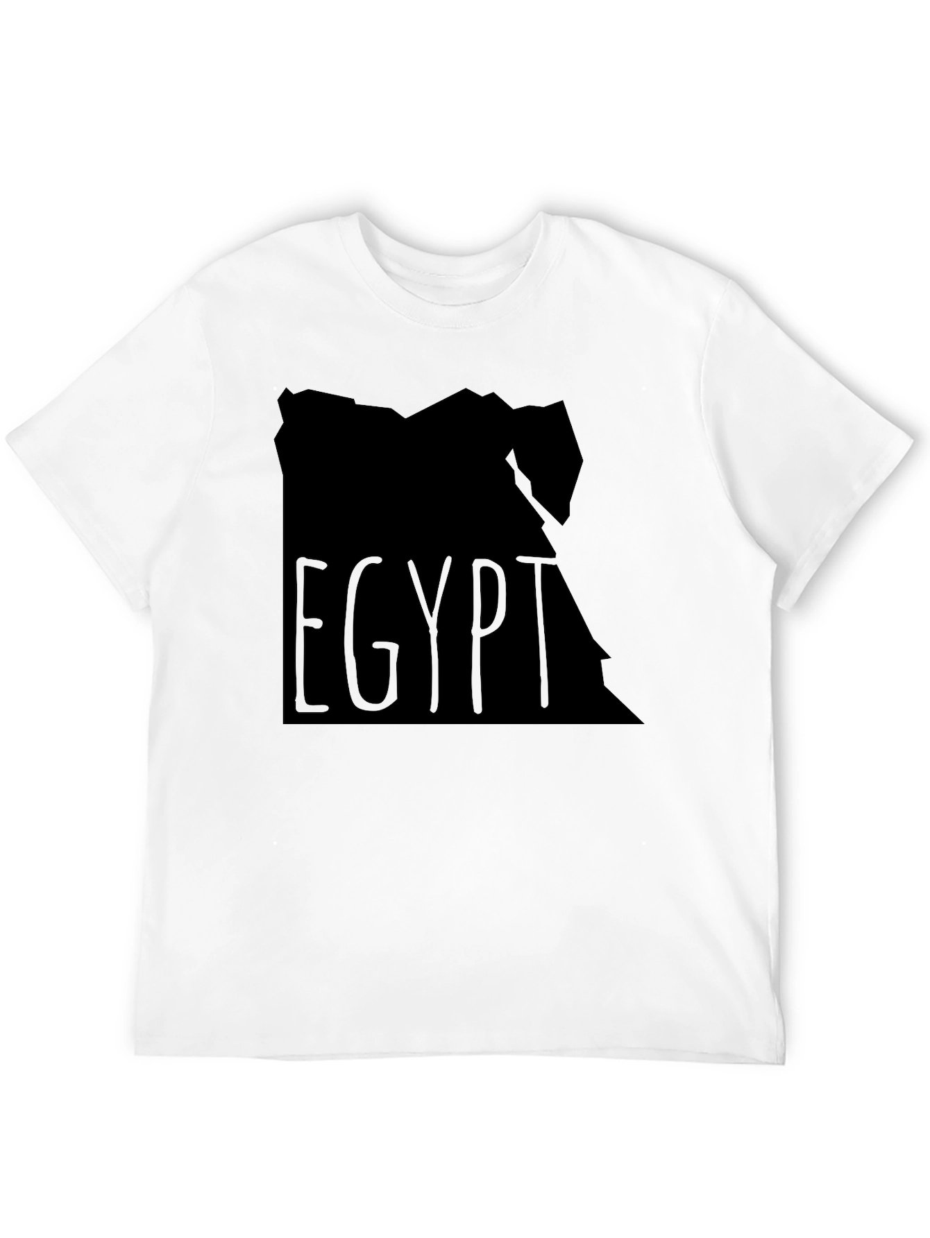Egypt Map Graphic T-Shirt - Black Crew Neck Tee