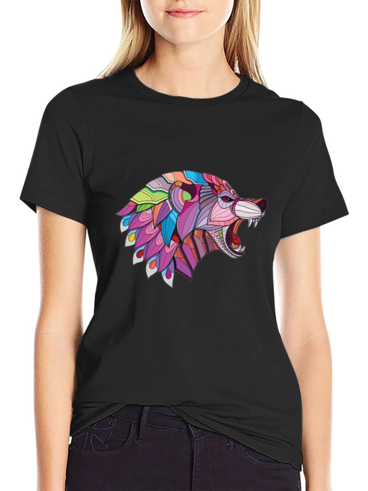 Colorful Wolf Graphic Tee - Mens Black T-Shirt
