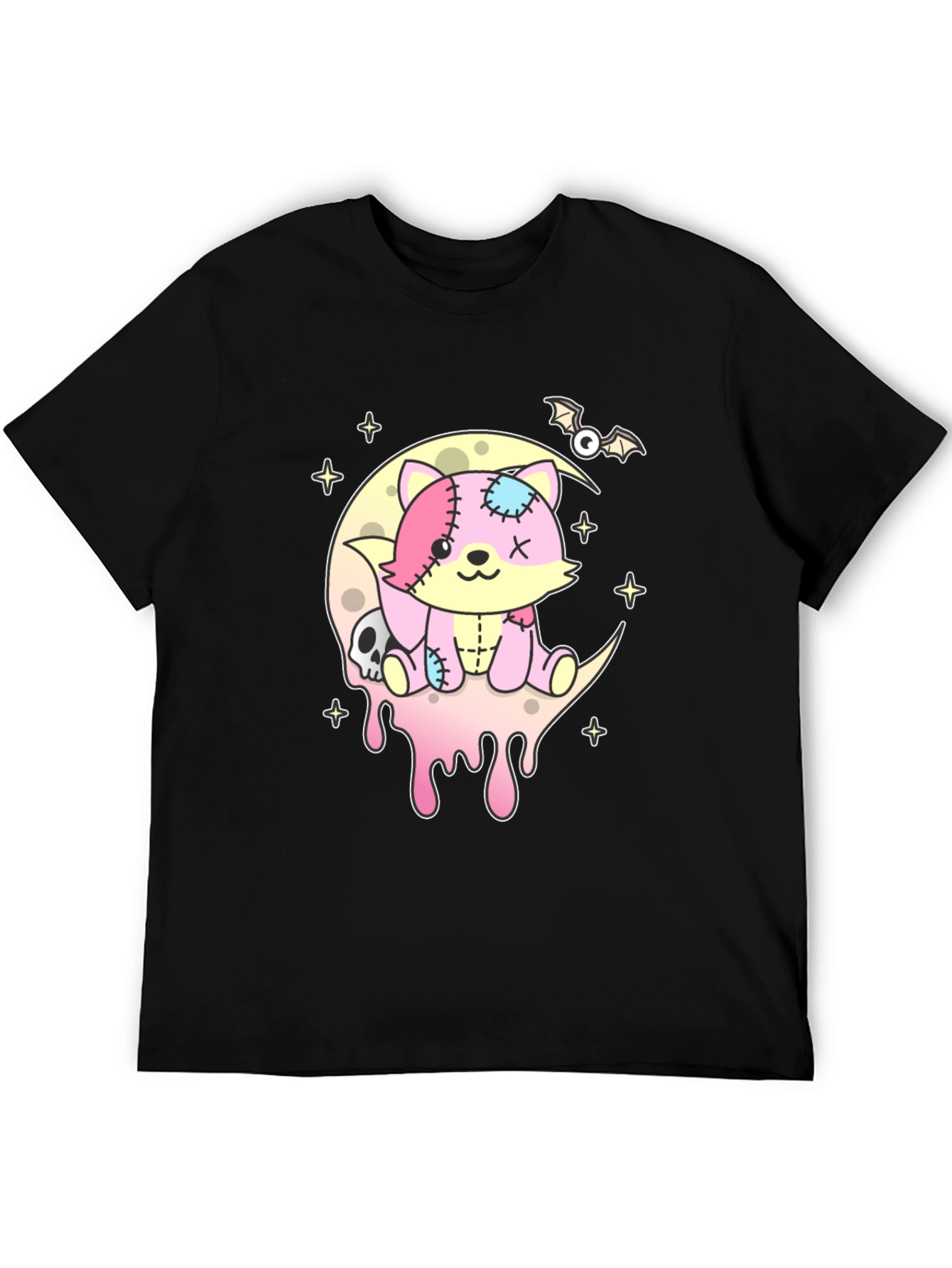 Cute Pastel Goth Zombie Cat on Moon T-Shirt