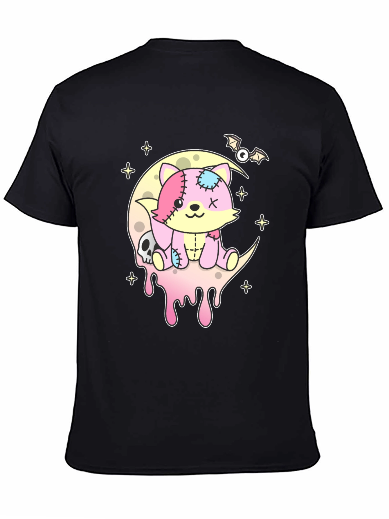 Cute Pastel Goth Zombie Cat on Moon T-Shirt