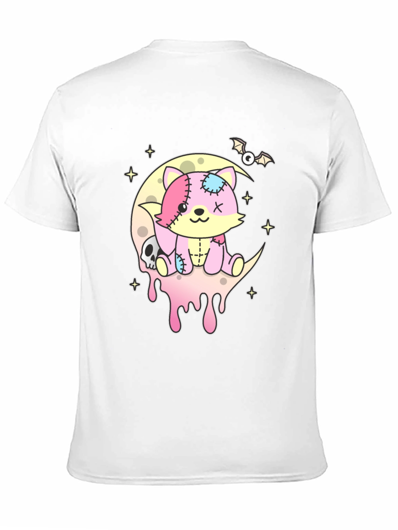 Cute Pastel Goth Zombie Cat on Moon T-Shirt