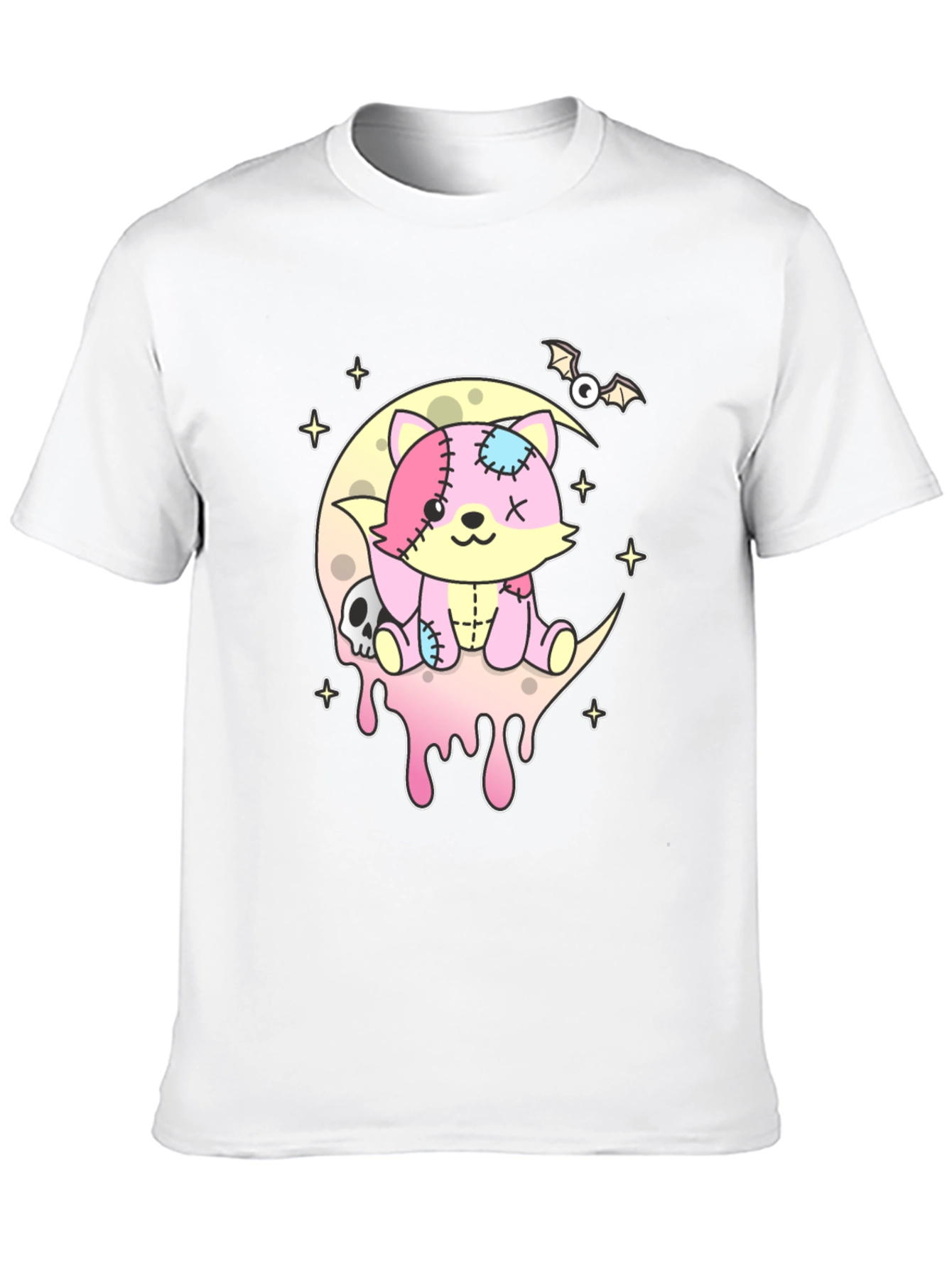 Cute Pastel Goth Zombie Cat on Moon T-Shirt