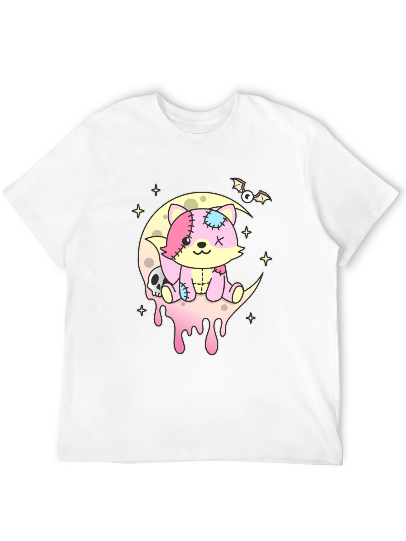 Cute Pastel Goth Zombie Cat on Moon T-Shirt