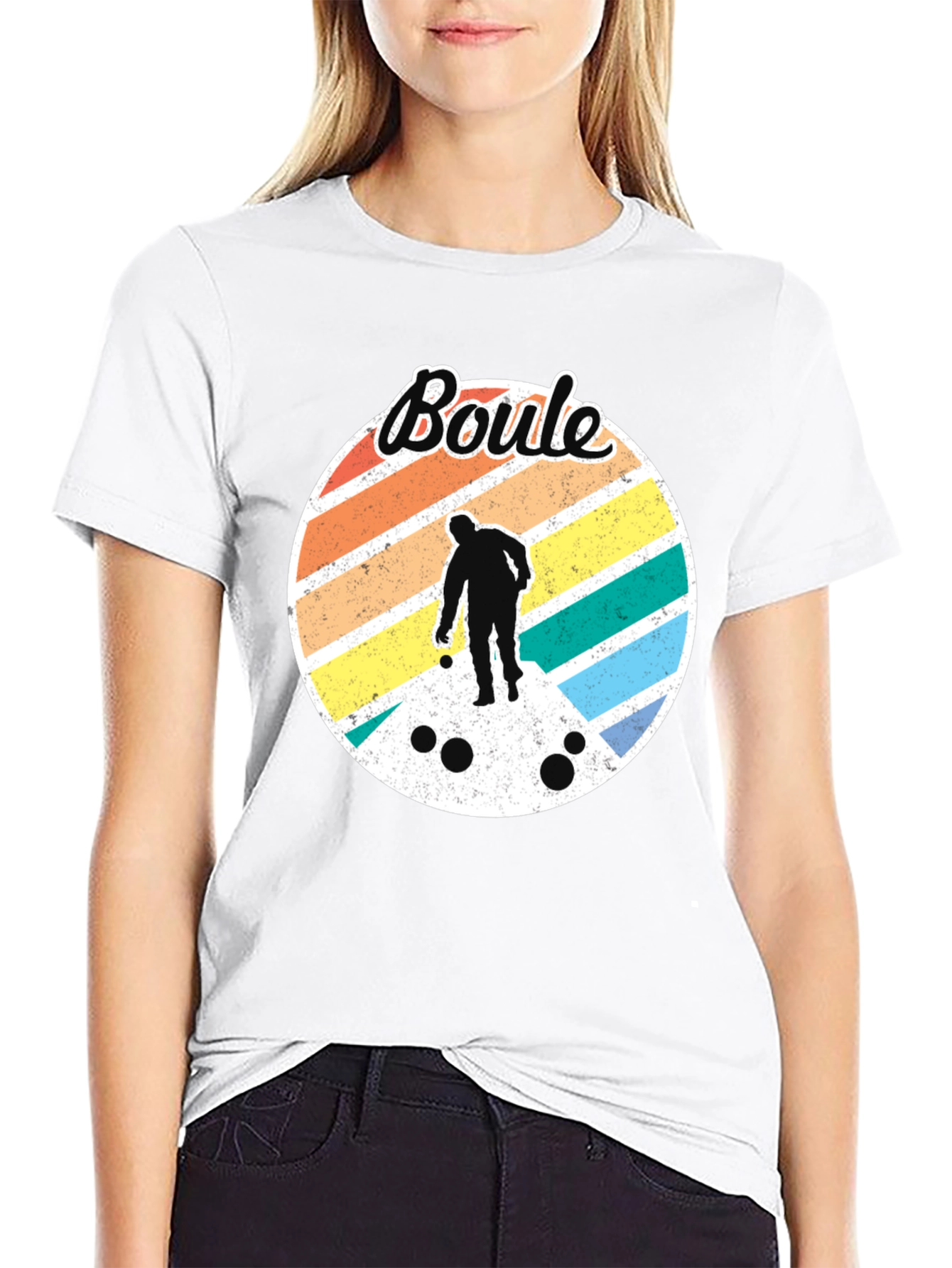 Retro Boule Player Graphic Tee - Black