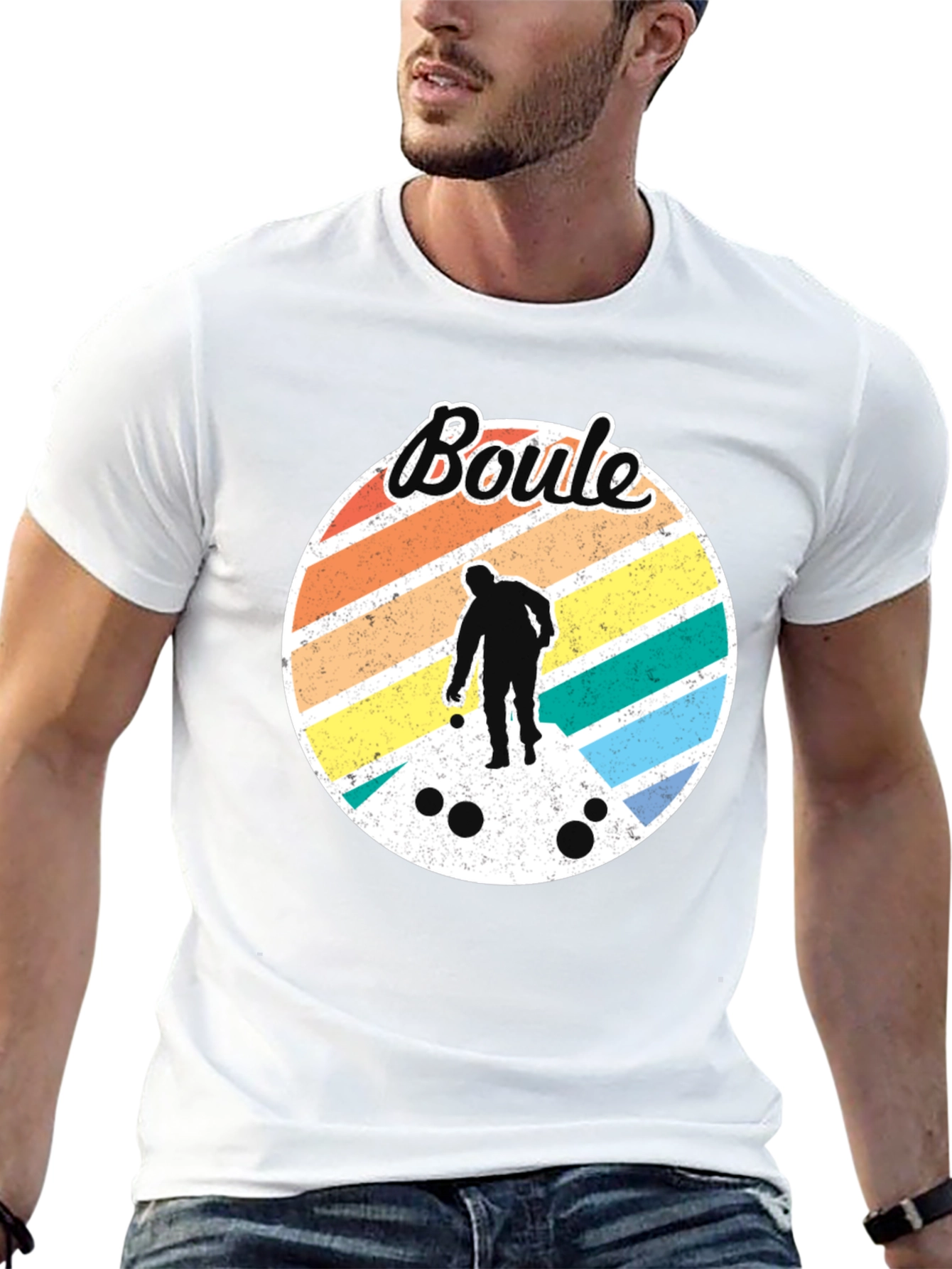 Retro Boule Player Graphic Tee - Black