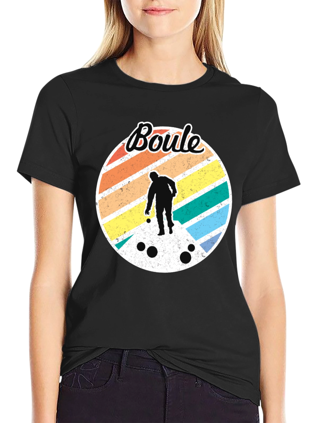 Retro Boule Player Graphic Tee - Black