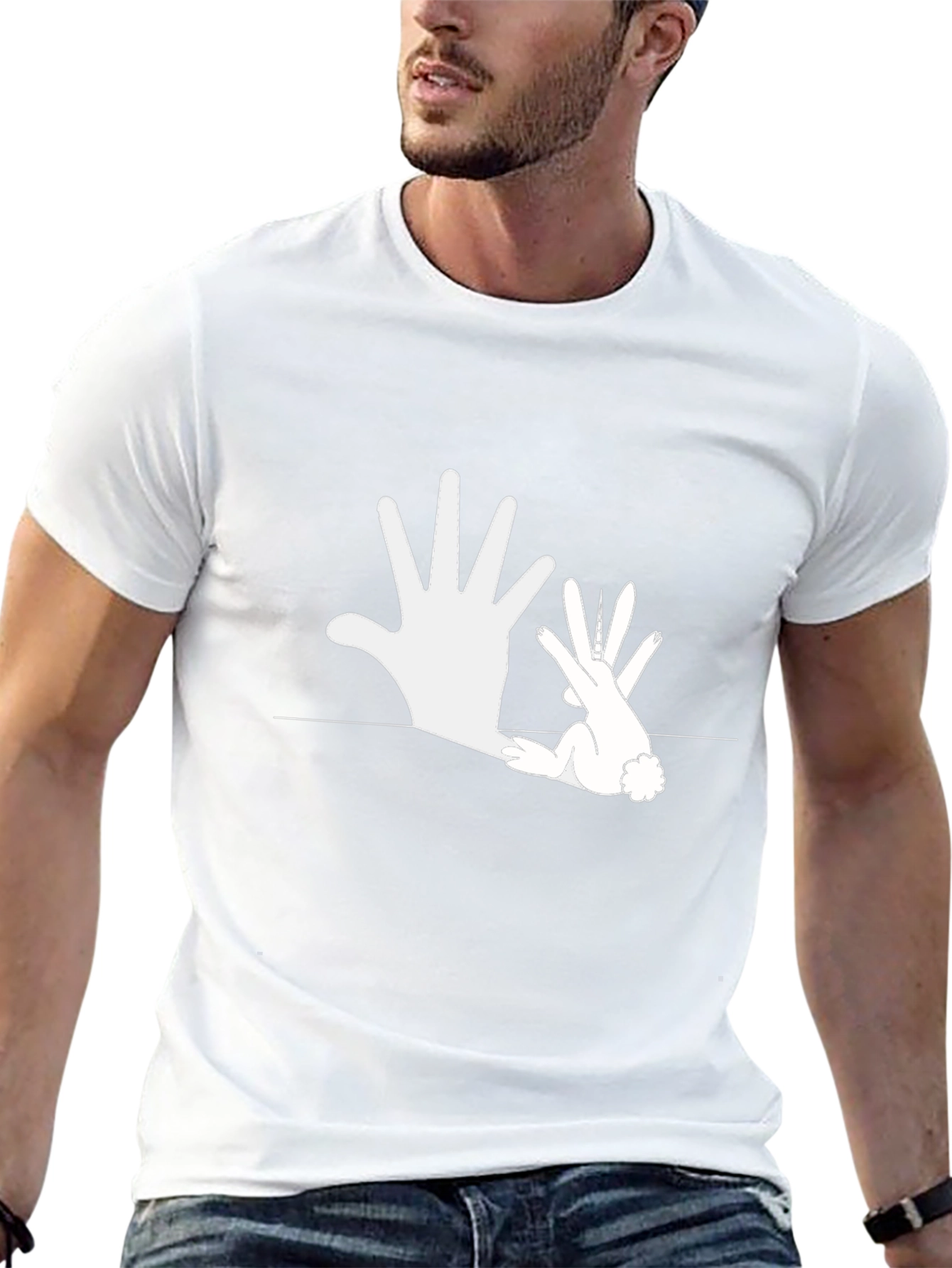 Hand Shadow Rabbit T-Shirt - Illusion Design