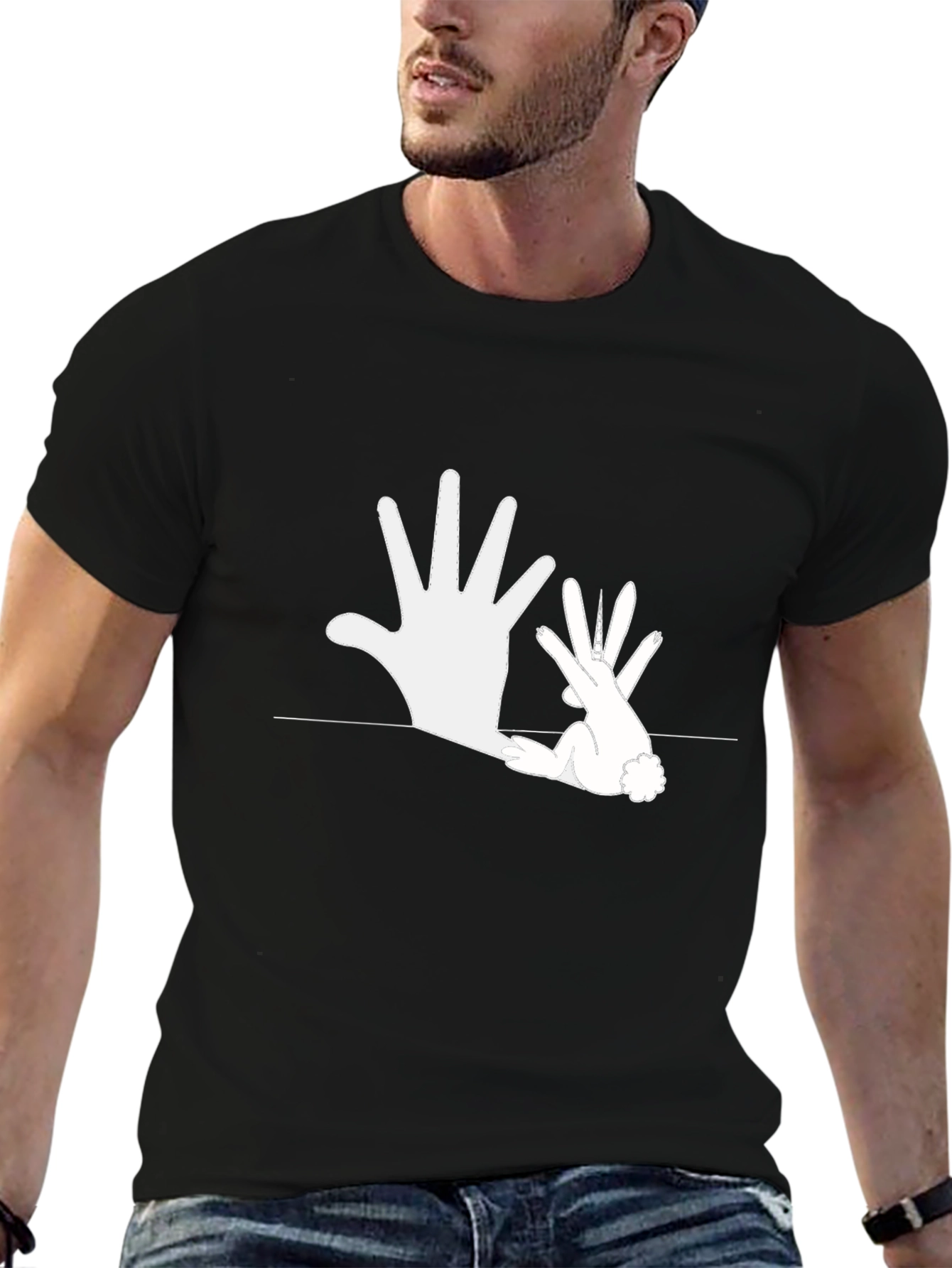 Hand Shadow Rabbit T-Shirt - Illusion Design