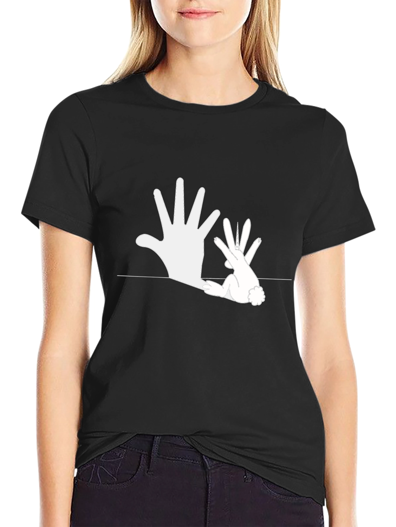 Hand Shadow Rabbit T-Shirt - Illusion Design