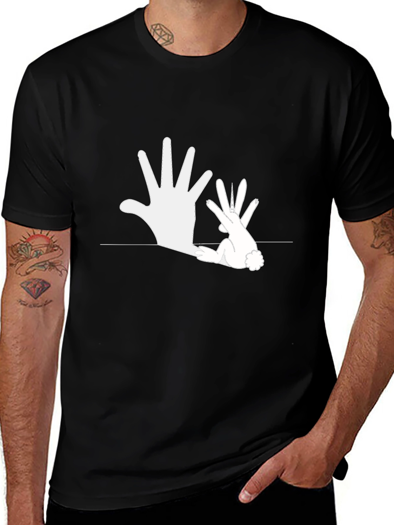 Hand Shadow Rabbit T-Shirt - Illusion Design