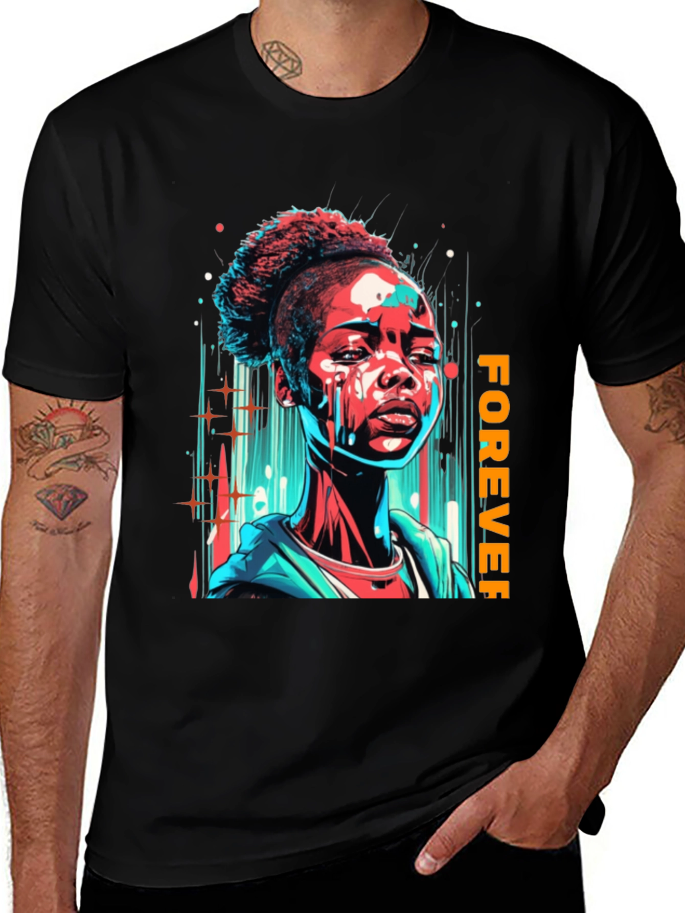 Forever Graphic Print Black T-Shirt