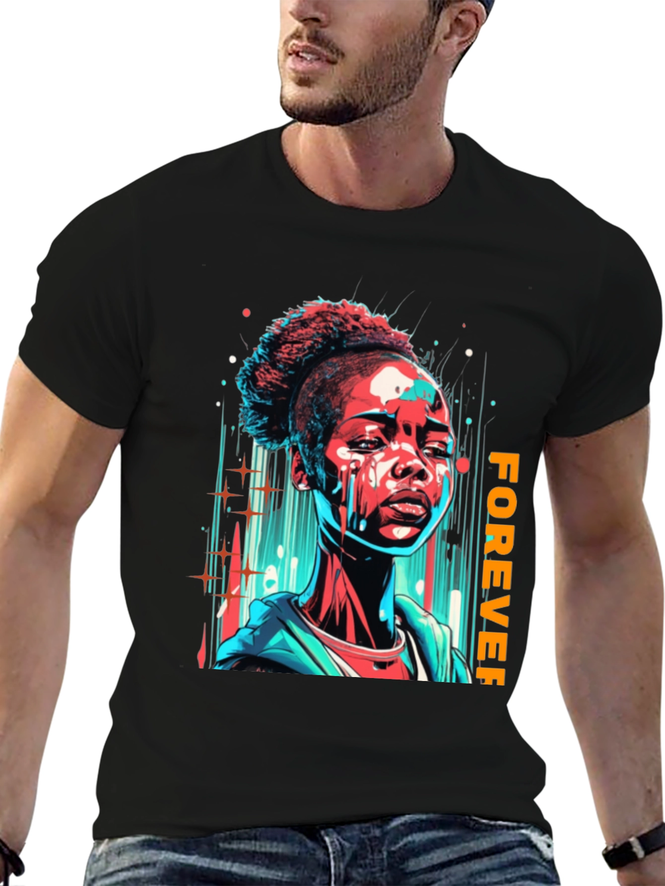 Forever Graphic Print Black T-Shirt