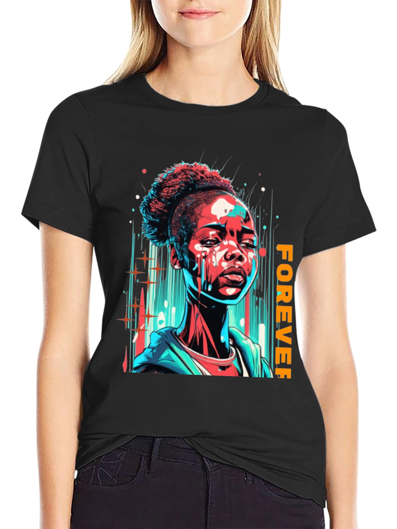 Forever Graphic Print Black T-Shirt